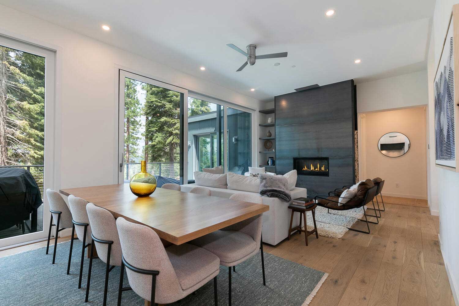 A living room inside a high-performance modular home.