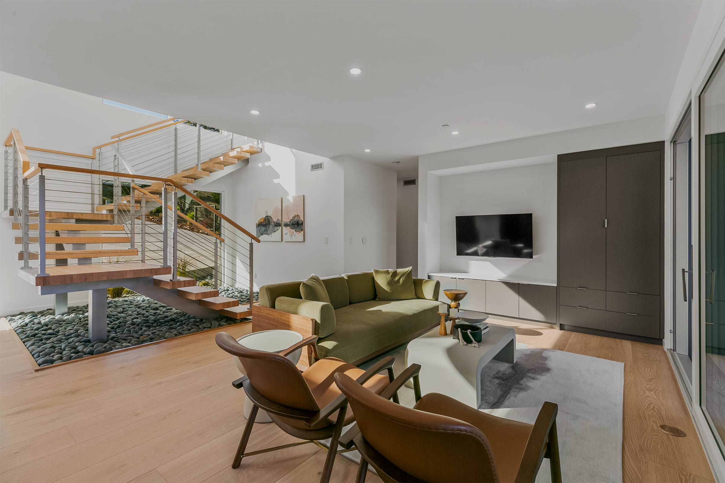 sunny living room in a luxury modular home