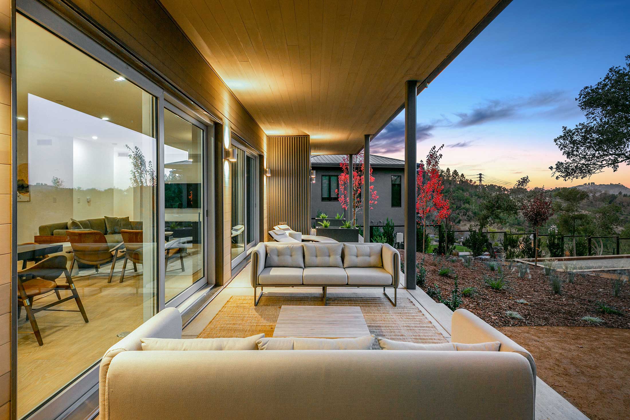 prefab house sunset balcony view